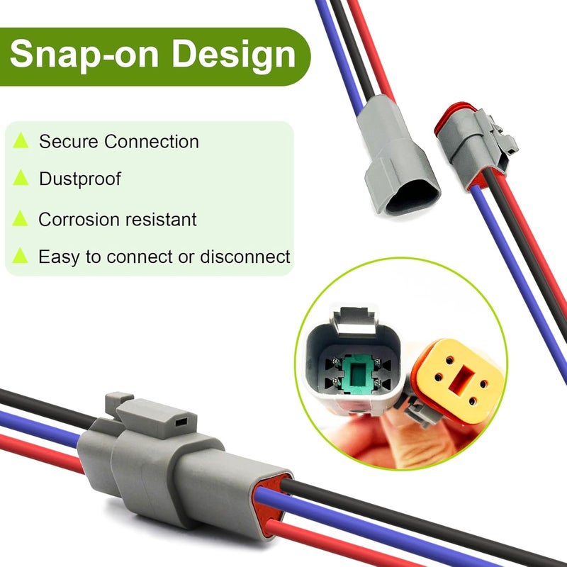 Twippo 3 Pin Deutsch Connector Kit 5 Sets, Gray DT Connector Kit, 3 Pin Automotive Waterproof Wire Connectors, Electrical Connectors Kit with 16# Stamped Contacts for Car, RV, Truck Wiring 22-16AWG - Image 5